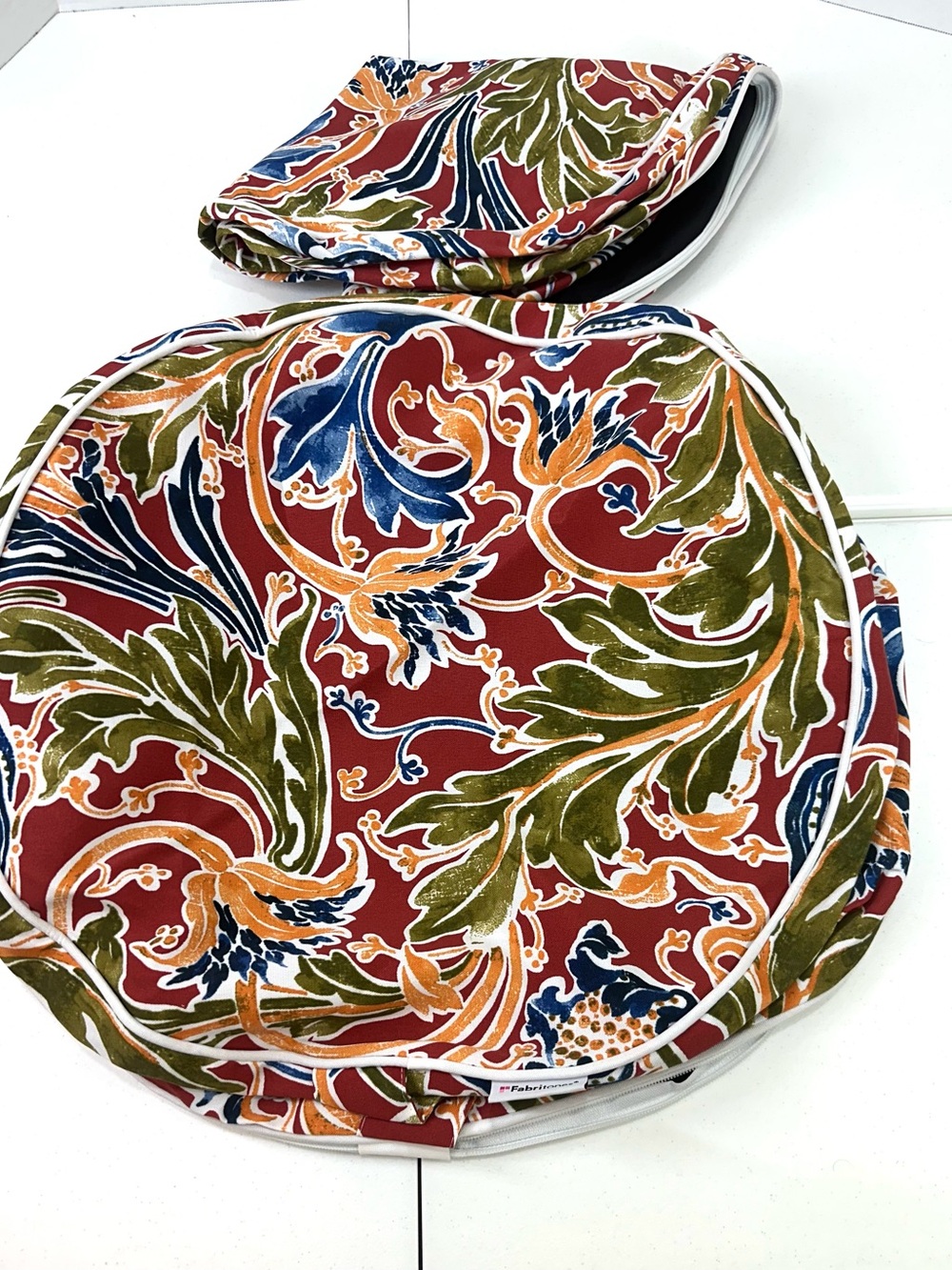 Fabritones 2PK outdoor covers for inflatable ottoman chair round 21”x9” new.